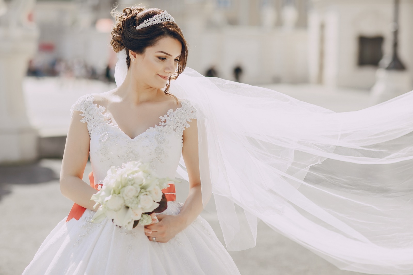 Bride in a white dress