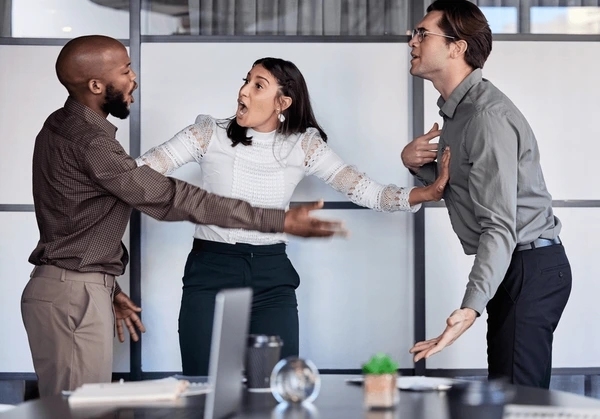 Two people arguing without listening representing the breakdown of communication and the need for constructive dialogue