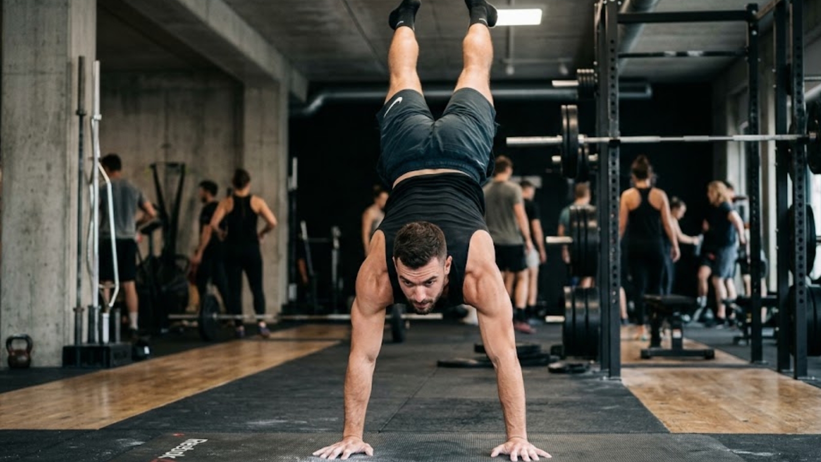 athlete practicing a handstand An athlete practicing a handstand showing persistence and consistency