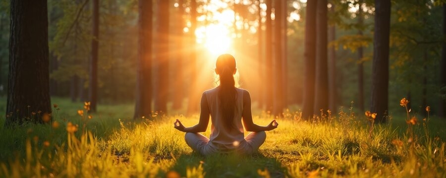 befriend the present A peaceful person meditating in nature, symbolizing how living in the moment creates happiness.